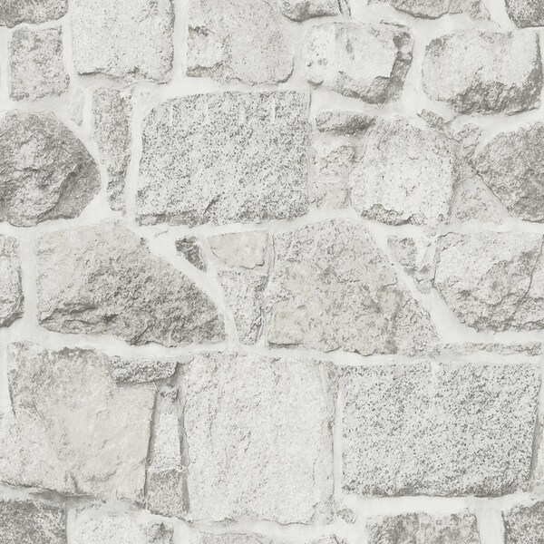 Manhattan Comfort Grant Axelle White Stone 33 ft L X 205 in W Wallpaper BR4072-70043 - main